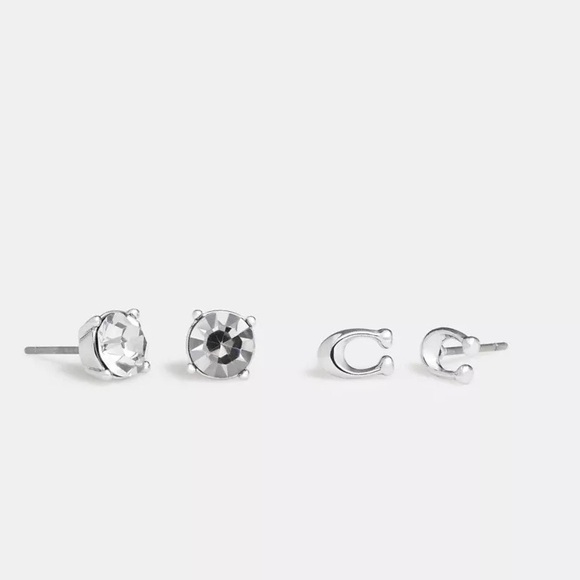 COACH SIGNATURE & STONE 💎 STUD EARRINGS SET. New - Picture 2 of 5